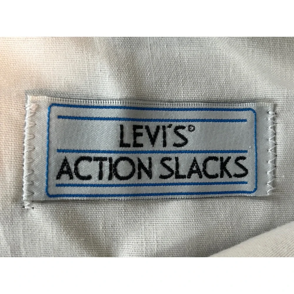 Vintage Levis Action Slacks Olive Green Dress Pants Mens 42x36 Made in USA 5385A
